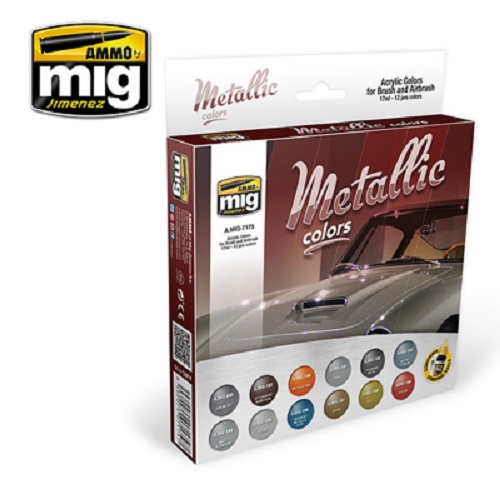 Ammo Mig A.MIG7175 Metallic Colours Acrylic Paint Set